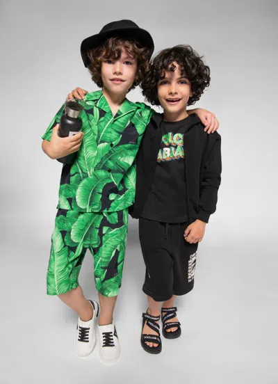 Dolce & Gabbana Boys Banana Leaf Shirt In Green