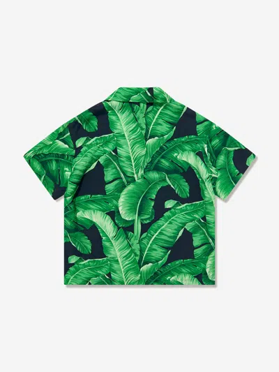 Dolce & Gabbana Boys Banana Leaf Shirt In Green