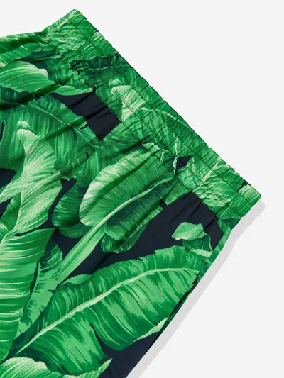 Dolce & Gabbana Boys Banana Leaf Bermuda Shorts In Green