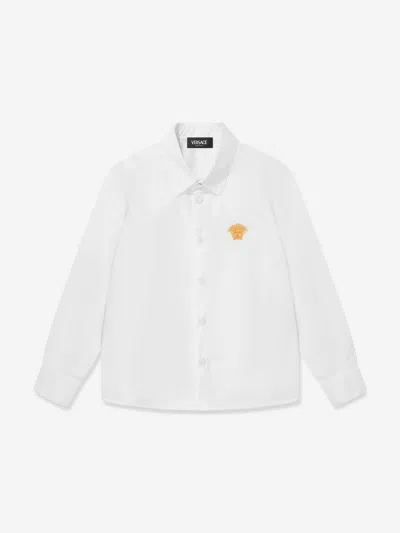Versace Boys White Cotton Medusa Shirt In White