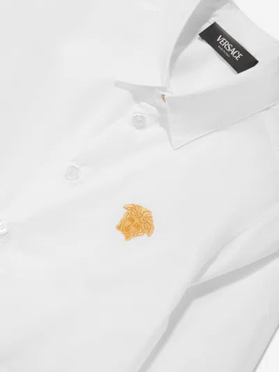 Versace Boys White Cotton Medusa Shirt In White