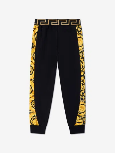 Versace Boys Barocco Logo Joggers In Black