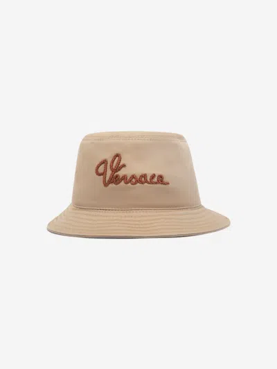 Versace Kids Logo Bucket Hat In Beige