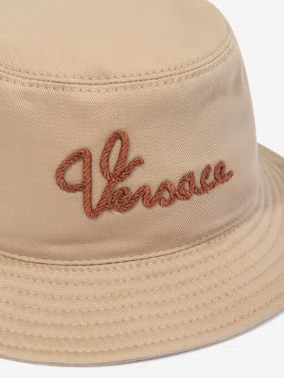 Versace Kids Logo Bucket Hat In Beige
