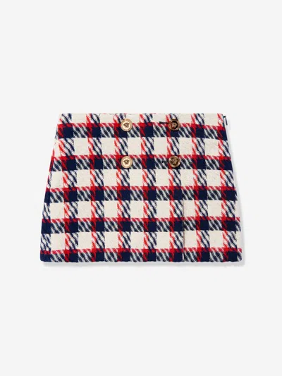 Versace Checked Tweed Mini Skirt In White