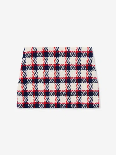 Versace Checked Tweed Mini Skirt In White