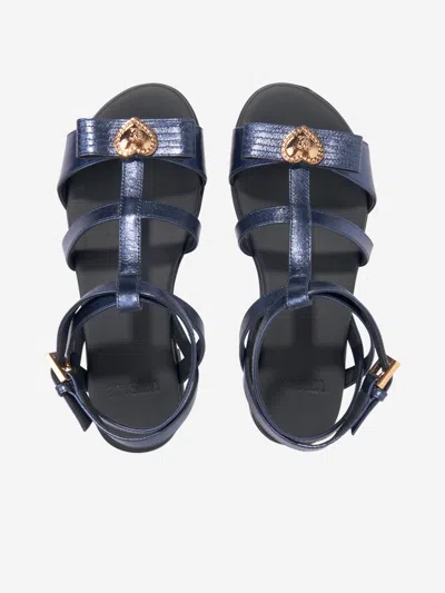 Versace Girls Medusa Heart Sandals In Blue