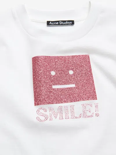 Acne Studios Nash Face Cotton Jersey T-shirt In White