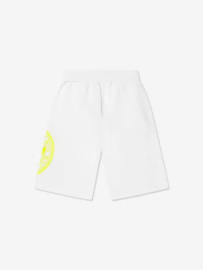 Balmain Printed Cotton Fleece Sweat Shorts In White