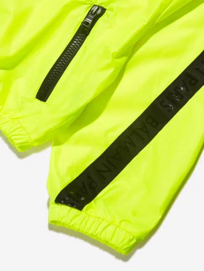 Balmain Boys Fluorescent Zip Up Jacket In Yellow
