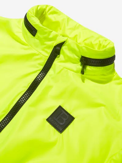 Balmain Boys Fluorescent Zip Up Jacket In Yellow