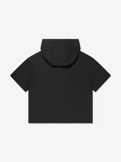 Balmain Boys Short Sleeve Hoodie In Black
