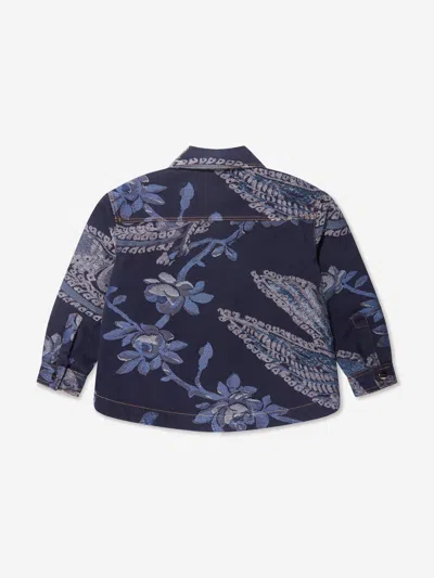Etro Boys Jacquard Bird And Flower Jacket In Blue