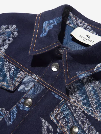 Etro Boys Jacquard Bird And Flower Jacket In Blue