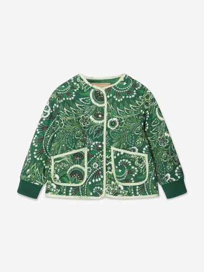 Etro Girls Floral Paisley Jacket In Green