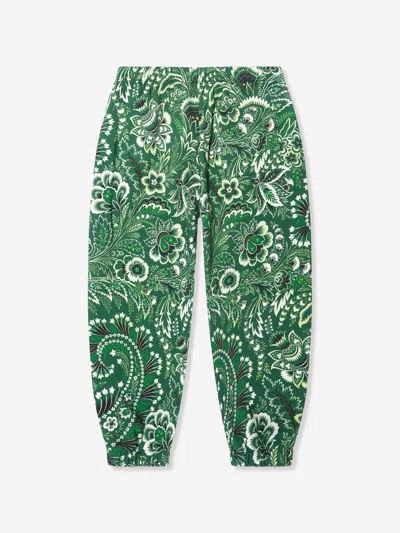 Etro Floral Jersey Track Pants In Green