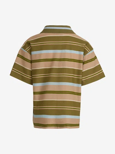 Etro Pegaso-motif Striped Polo Shirt In Green
