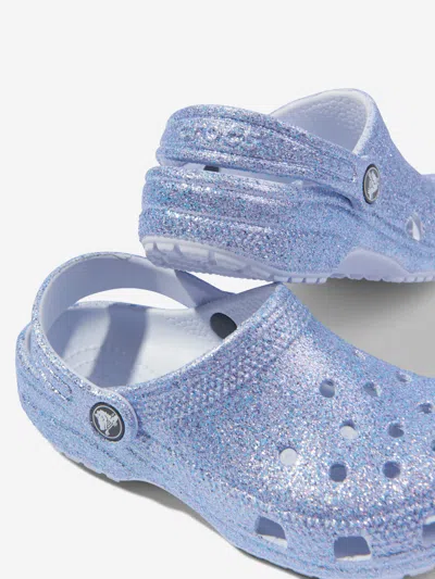 Shop Crocs Girls Classic Glitter Clog In Blue