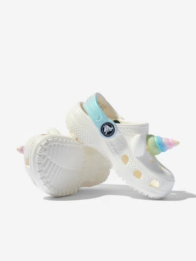 Crocs Girls Classic I Am Rainbow Unicorn Clog In White