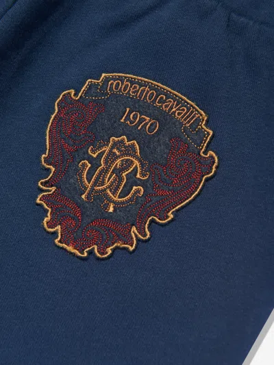 Roberto Cavalli Boys Logo Joggers In Blue