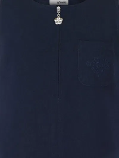 Zeco Schoolwear Girls School Flower Embroidered Pinafore Dress In Blue