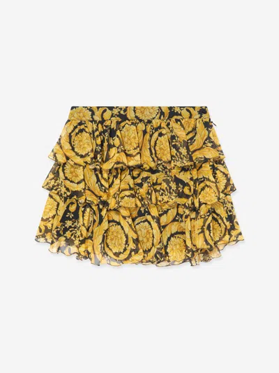 Versace Barocco Print Skirt In Gold