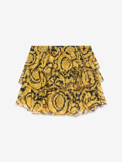 Versace Barocco Print Skirt In Gold