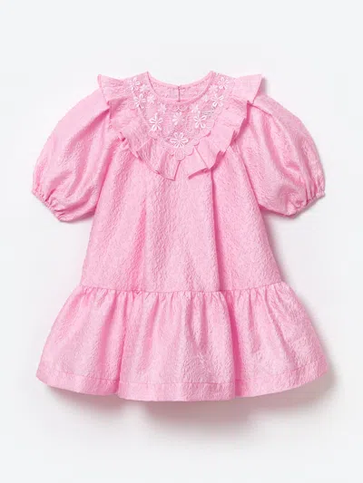 Self-portrait Self Portrait Girls Textured Crepe Mini Dress In Pink