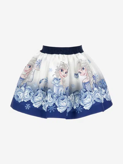 Monnalisa A-line Twill Miniskirt In Blue