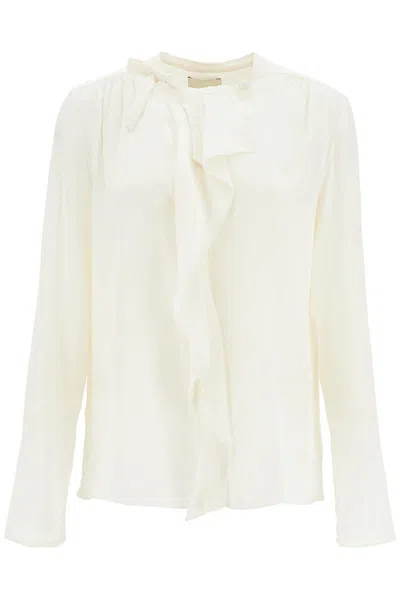 Shop Isabel Marant Silk Blouse With Ruffle 'ut In White