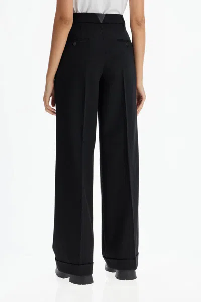 Shop Pinko Twill Wide-leg Trousers In Pal In Black