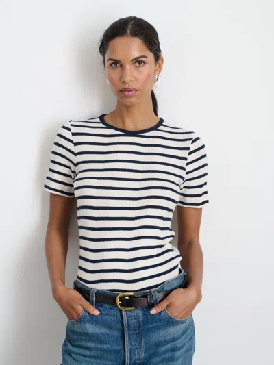 Alex Mill Prospect Striped Linen-blend Jersey T-shirt In Navy/natural