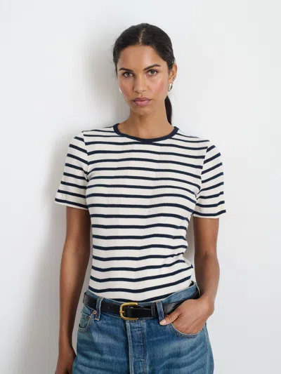Alex Mill Prospect Striped Linen-blend Jersey T-shirt In Navy/natural
