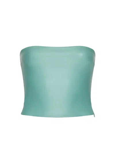 Lapointe Faux Leather Tube Top In Sea Green