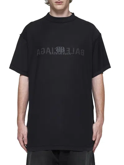 Shop Balenciaga T-shirts And Polos In Faded Black/anthraci