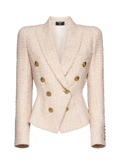 Shop Balmain Jackets In Nude Rosè