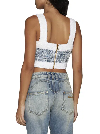 Shop Balmain Top In Belu Pale/blanc