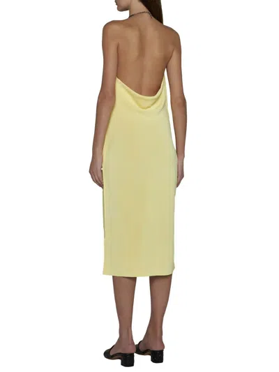 Bottega Veneta Chain-detailed Ribbed-knit Midi Halter Dress In Pineapple