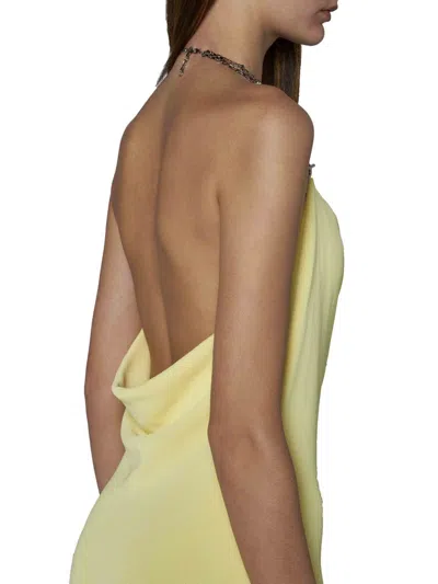 Bottega Veneta Chain-detailed Ribbed-knit Midi Halter Dress In Pineapple