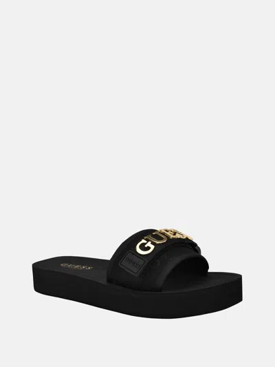 Guess Factory Peers Logo Slide Sandals In Black