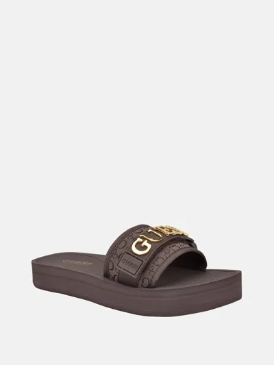 Guess Factory Peers Logo Slide Sandals In Multi