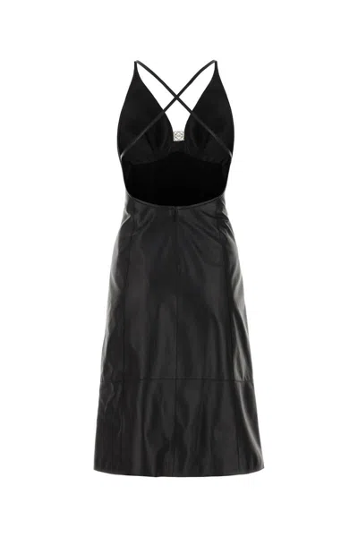 Loewe Anagram Midi Leather Dress In Black