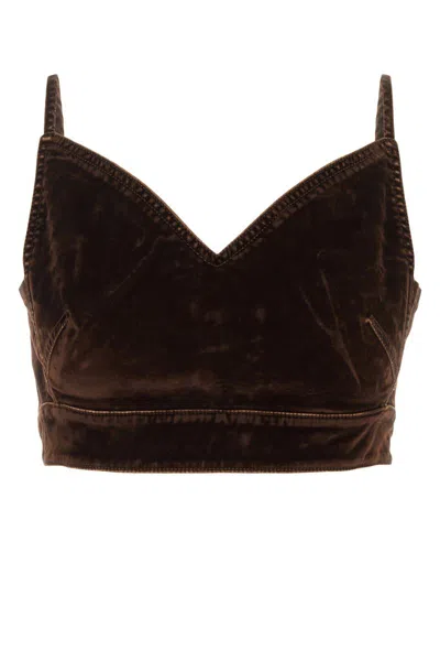 Loewe Velvet Denim Strappy Top In Coffeebean