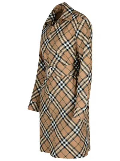 Burberry Check Dress In Beige Wool Blend In Brown