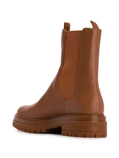 Gianvito Rossi Side Elastic Spliced Short Boots In Brown