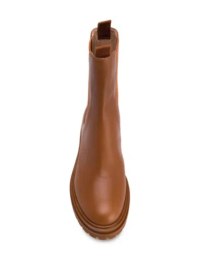 Gianvito Rossi Side Elastic Spliced Short Boots In Brown