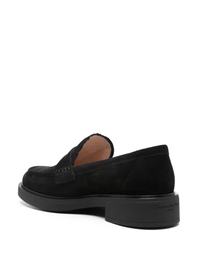 Gianvito Rossi Loafers With Round Toe And Suede Finish In Black