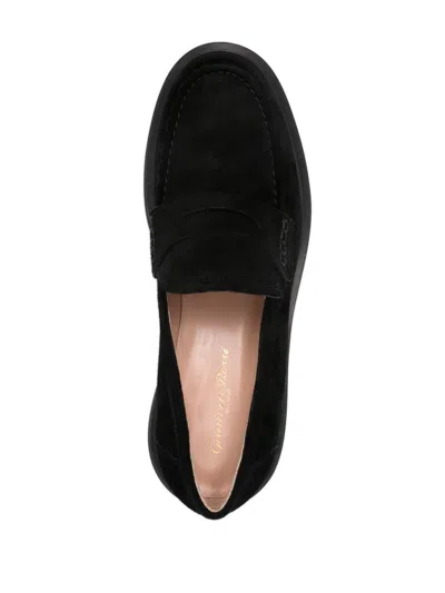 Gianvito Rossi Loafers With Round Toe And Suede Finish In Black