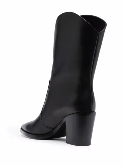 Gianvito Rossi Pointed Toe Block Heel Leather Boots In Black