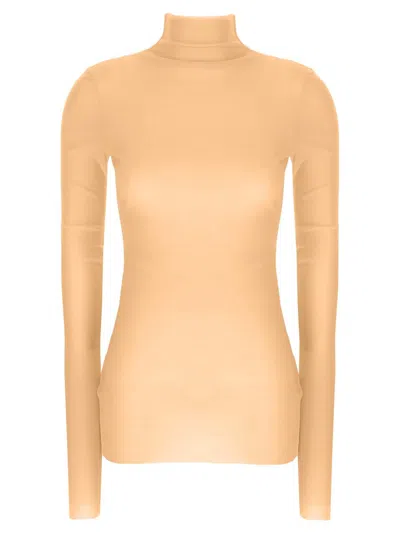 Jil Sander Slim Fit Silk Turtleneck Top In Pink
